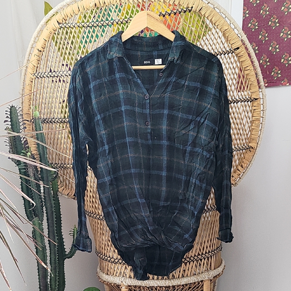 Blue+ green Plaid Shirt